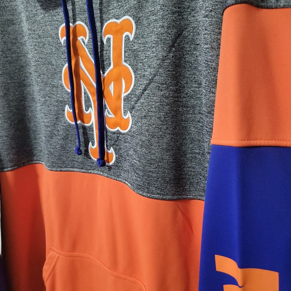Fanatics NY Mets Hoodie Mens 2XLT Blue Orange Pullover Colorblock Logo - Picture 3 of 9